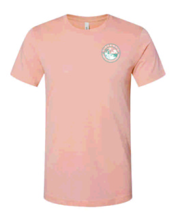 The front of a heather peach T-shirt with image of Tiffanys' Motel