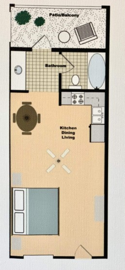 Floor plan for TIffany's Motel single deluxe room