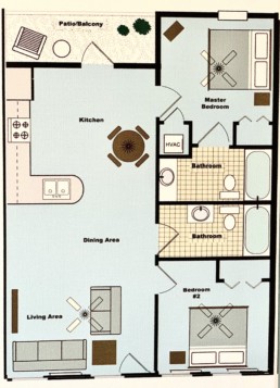 Floor plan for TIffany's Motel two bedroom.